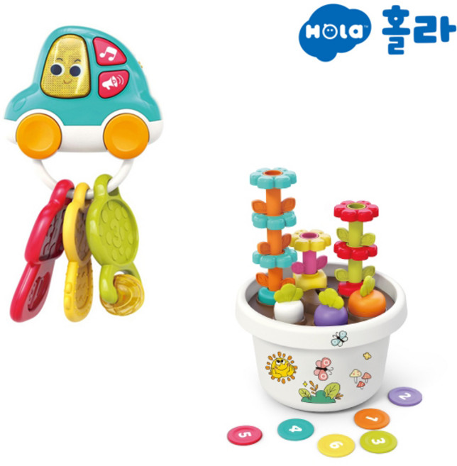 [홀라] 뮤지컬 카 키 체인 + 익스플로어 플랜트 완구 장난감, 홀라 뮤지컬 카 키 체인 + 익스플로어 플랜트, 1개