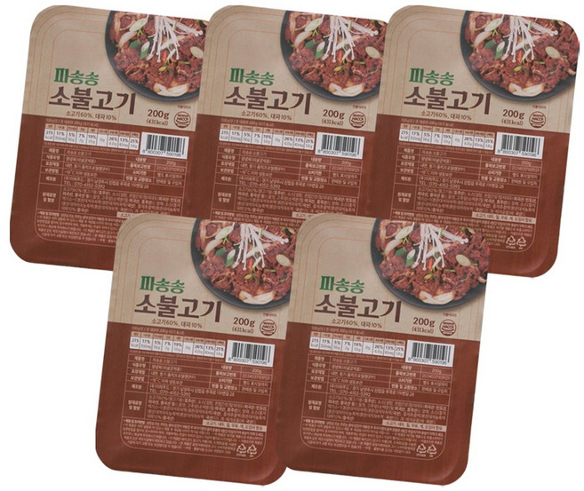 파송송소불고기 200g 양념 고기반찬 캠핑용 가정용 밀키트 즐거운 부드러운 소고기 즉석요리 홈쇼핑, 1.001kg, 1박스