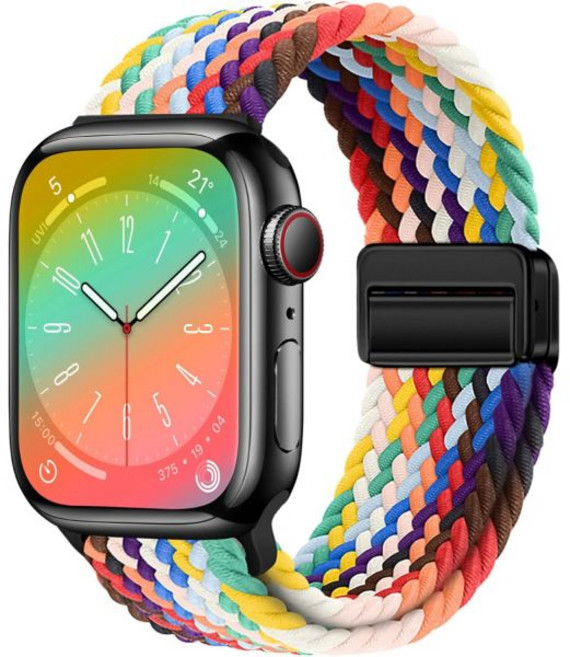 Qimela 스포츠 루프는 Apple Watch 38mm 40mm 41mm 42mm 44mm 45mm 46mm 49mm와 호환되는 여성 및 남성용 마그네틱 스트랩