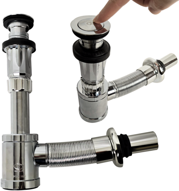 바스텔러 국산 세면대부속품 높이조절 폽업 일체형 벽트랩 세면대배수관 팝업 세면기 부속 성림, 1개