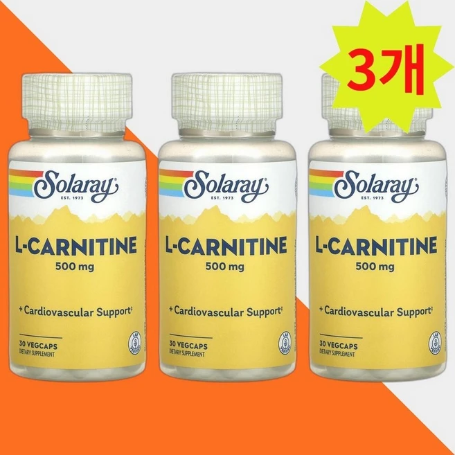 쏠라레이 l-카르니틴 500mg 30 베지캡슐, 30정, 3개 - 쿠팡