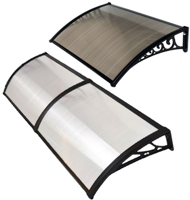 폴리허브 고정어닝 캐노피 렉산 폴리카보네이트 테라스가림막 차양막 현관 창문 빗물막이 비가림, 돌출800x길이2000mm, 일반 복층판/브라운