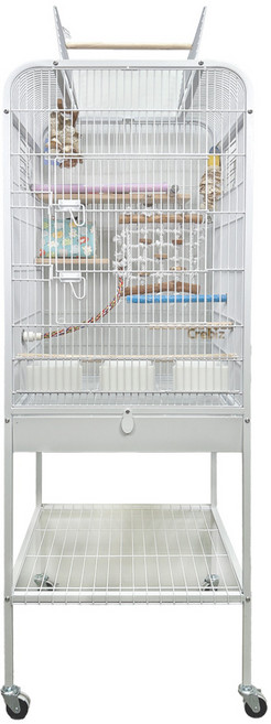고객님들과 함께 만든 프리미엄 앵무새 새장 안전하며 먹이통 횃대가 포함, 01소형, 1개, 화이트