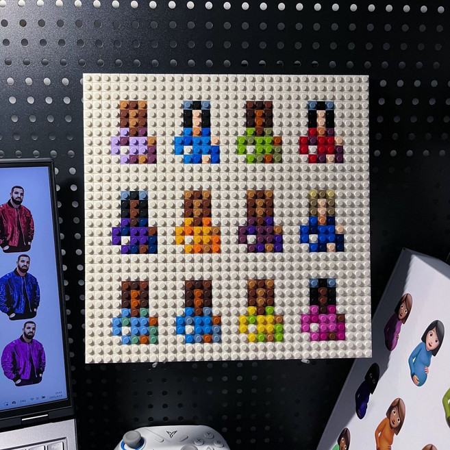 3Sen 積木專輯 歐美風格像素積木手工擺飾, 1個, Drake* Lover Boy散裝*圖紙*黑色相框*專輯封面盒