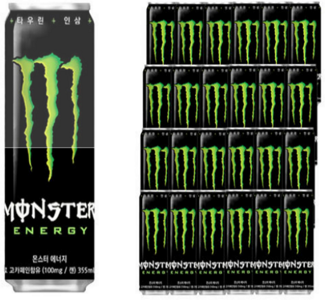 코카콜라 몬스터 에너지 그린 355ml 1박스(24캔), 24개