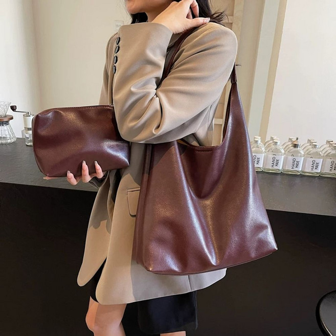 소울라이프 스웨이드 호보백 빅백 무지 보부상 셰프 가방 가방 윤아 데일리백 폭군의 숄더백, H. 식물성 태닝 와인 레드