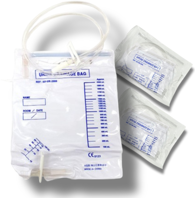 유린백 소변백 일회용 소변주머니 클립형 유량측정, 2개