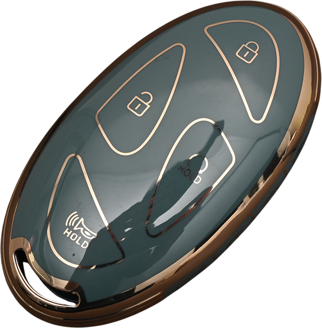 현대 아이오닉 쏘나타 아반떼 싼타페 그랜져 호환 스마트 차 키케이스 키홀더 TPU 키커버 리모컨, TA97-8버튼, 그레이골드