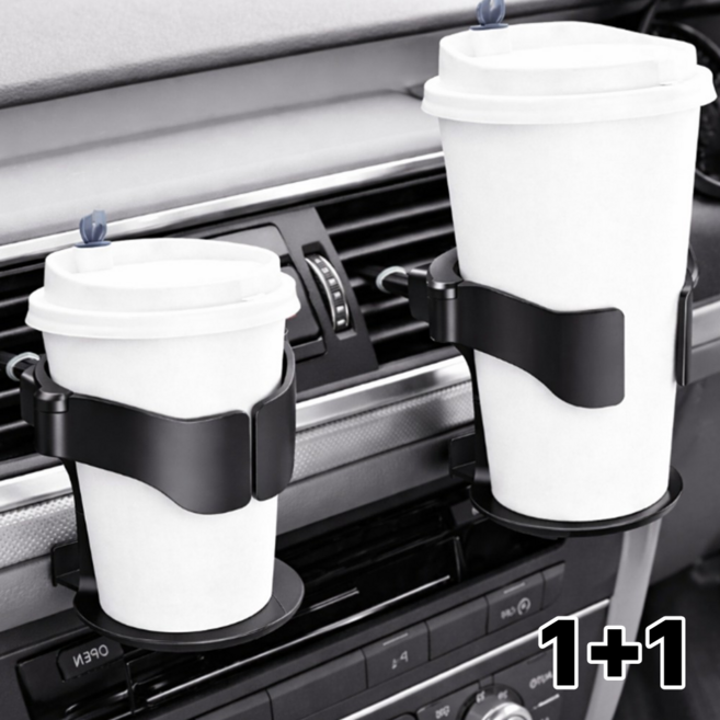 안심구매단 차량용 송풍구 컵홀더 길이조절 만능 거치대, 블랙, 2개