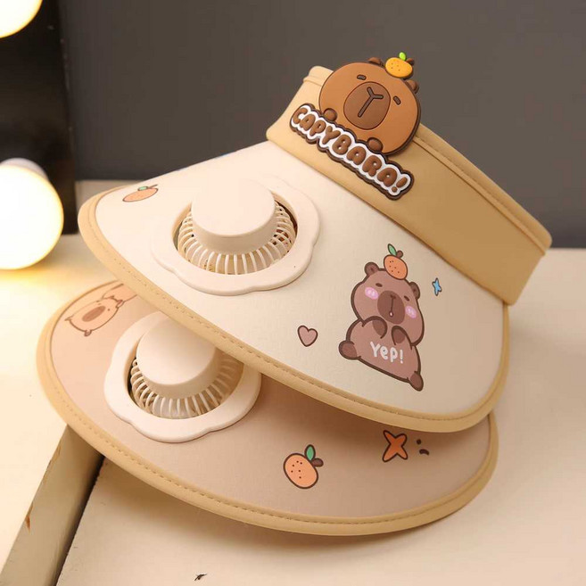 카피바라 어린이용 선풍기 모자 썬캡 선캡 여름 외출