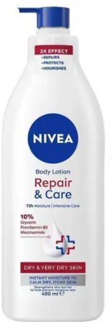 NIVEA 니베아 리페어 앤 케어 바디 로션 모이스처라이저 72H, 4개, 400ml
