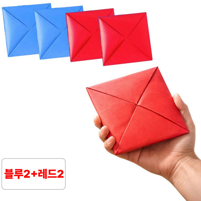 별오점 민속 전통 놀이 대형 딱지 치기 세트 레드2+블루2, 1세트