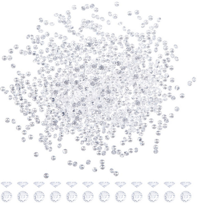 2000개 V라인 원형 큐빅스톤 의류 DIY 장식용 네일파츠스톤 1mm, 투명색