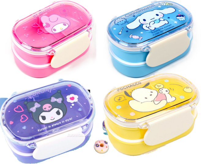 한사장 릴팡 산리오 캐릭터 2단 밀폐 타원형 도시락 kc인증, 1개, 포차코