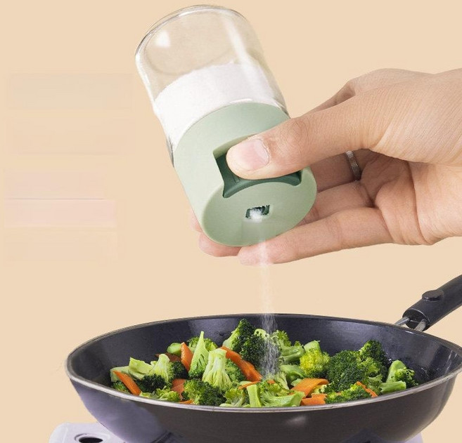 DOA 밀폐 투명 양념병 소금 후추 조미료통, 녹색 100ml 1개입 0.5g 계량