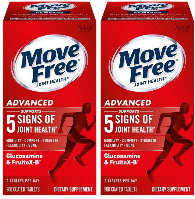[정품 미국 배송] 쉬프 무브 프리 어드벤스드 200정-2개 (타블렛) 관절에 좋은 Schiff Move Free Advanced, 2개, 200정