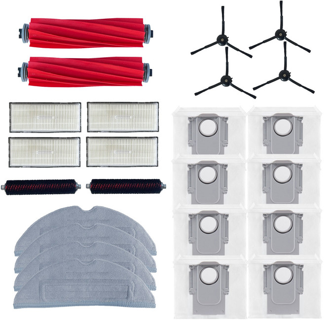 [호환] 로보락 S7 MaxV Ultra max ultra 소모품 필터 메인브러쉬 물걸레 리필 세척 사이드 브러쉬 먼지봉투 6종 풀 세트, 1세트, 24개입