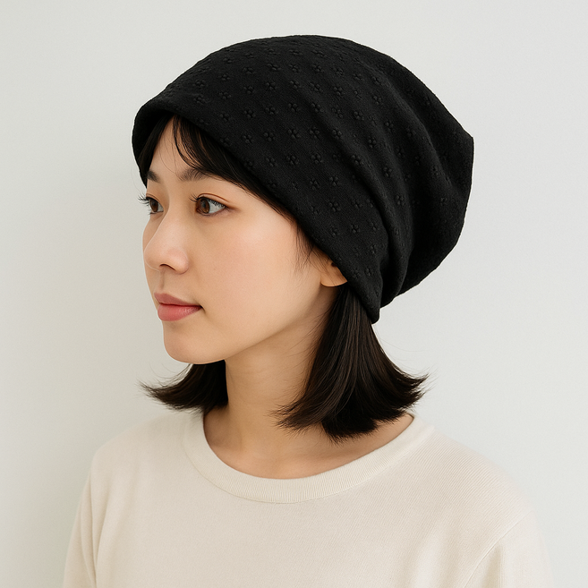 데일리 패턴 면 비니 기본 단색 수면 항암 두건 여성 코튼 모자
