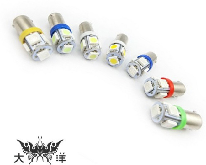 大洋國際電子 1245 BA9S 5050 5晶 LED 白光, 1個, 暖白光