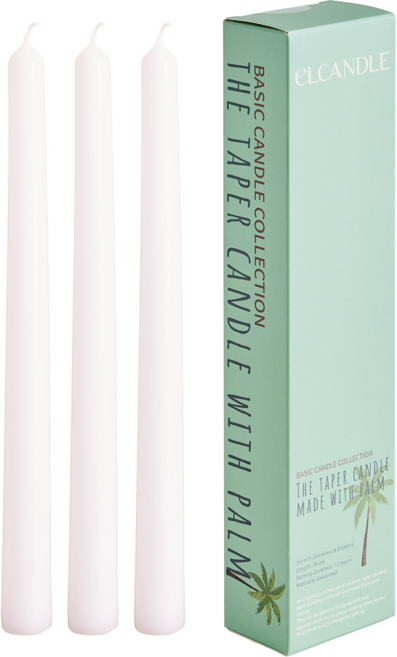 엘캔들 식물성 팜 테이퍼 캔들 화이트 24cm, 6개, 54g, 무향