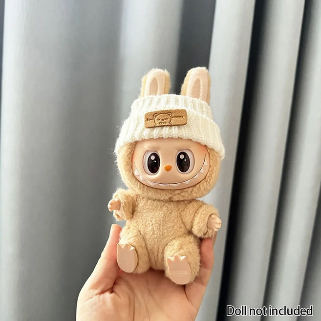 라부부 의류 의상 앉아있는 파티 곰 라벨 스카프 모자 가방 인형 액세서리 귀여운 장식 15 17 cm v1v2