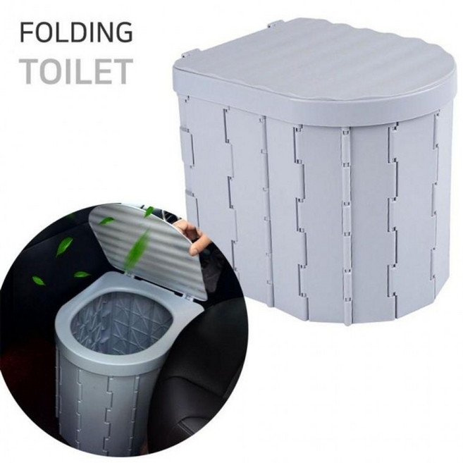 캠핑 차박 폴딩변기 휴대용 간이 화장실 접이식 변기, 캠핑용 폴딩변기(그레이)+전용비닐1봉(12장), 1개