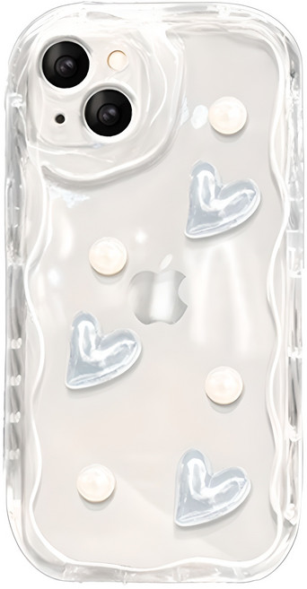 고지비 비비파이 아이폰 크림물결 하트 입체 TPU 휴대폰 케이스