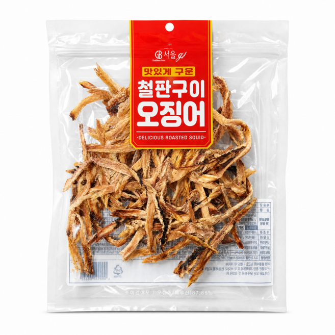 서울지앤비 맛있게구운 철판구이오징어 100g 페츠츄리 맥반석 마른안주 찢은오징어, 1개