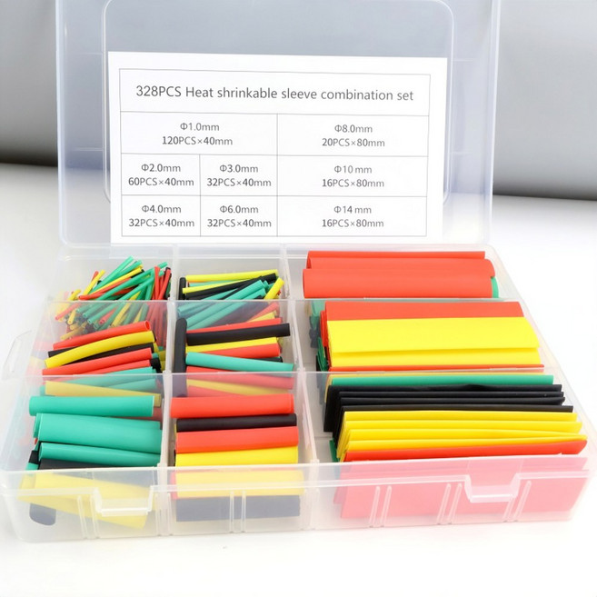 328 580PCS 수축 난연성 슬리브 튜브 배선 라인 작업자 절연 데이터 컬러 전기, 328Pcs in Box