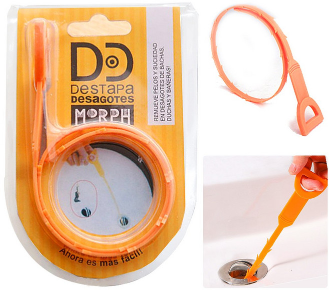 세면대뚫어뻥 머리카락제거기, 오렌지