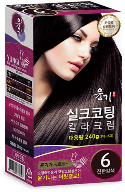 로브로제 윤기 실크코팅 칼라크림 새치커버용 염색약, 6호(진한갈색), 1개