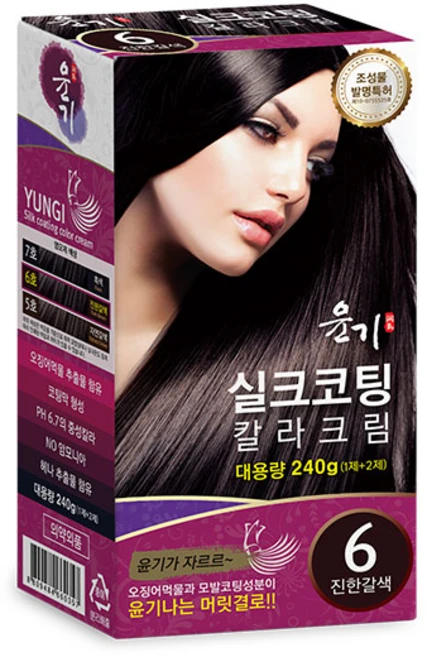 로브로제 윤기 실크코팅 칼라크림 새치커버용 염색약, 6호(진한갈색), 1개 - 쿠팡