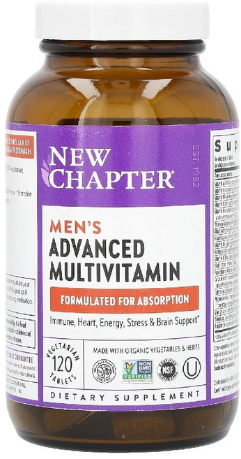 뉴챕터 멀티비타민 어드밴스드 종합비타민 Multivitamin 베지정제 남성용 120정, 1개 - 쿠팡