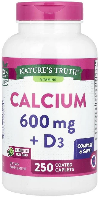 네이처스트루스 칼슘 600mg 비타민D3 Calcium D3 코팅 정제 250정, 1개 - 쿠팡