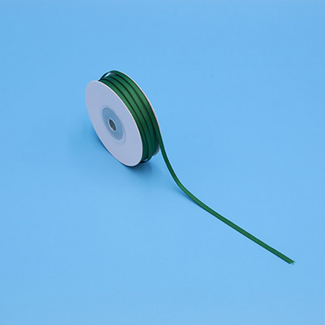 세모쇼핑백 고급 얇은 공단리본 꽃집 선물 포장리본 포장끈, 1개, 3mm X 45M, 그린