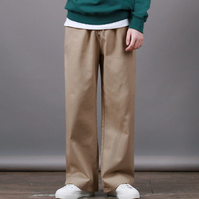 스댕클럽 남성용 캐주얼 스트링 밴딩 와이드 면바지 SJM3660