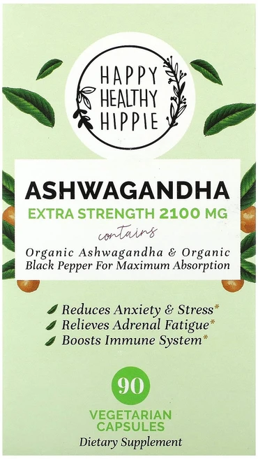 해피 헬시 히피 아쉬와간다 아슈와간다 엑스트라 스트렝스 2100mg 베지 캡슐 90정, 1개 - 쿠팡