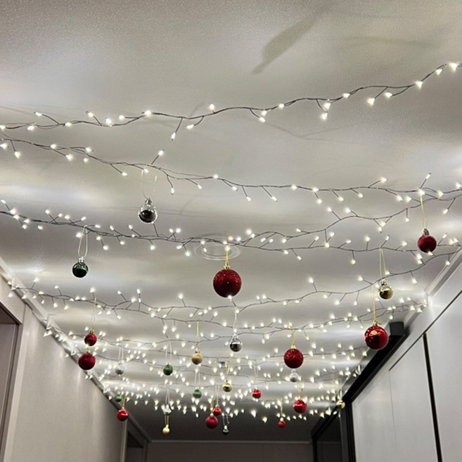 HK.sell 태양광 지네전구 좁쌀전구 리모컨 배터리 표시 8모드변환 정원 줄조명, 블랙 와이어-화이트