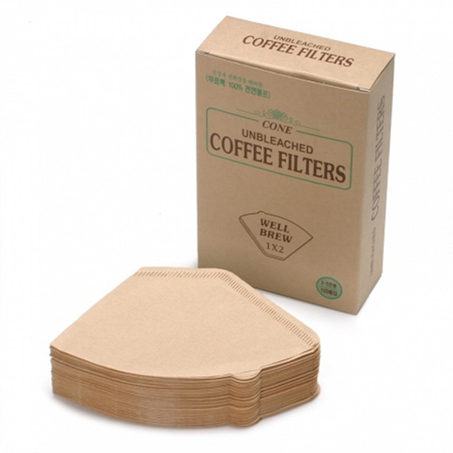 고로 커피 여과지 1X2 무표백 무접착제 100%천연펄프 2~5인용 드립퍼 커피메이커, 1세트, 100개