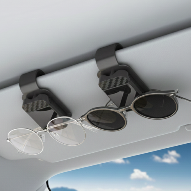 글로우포레 흔들림 없는 차량용 선바이저 선글라스 클립, 2개, 블랙