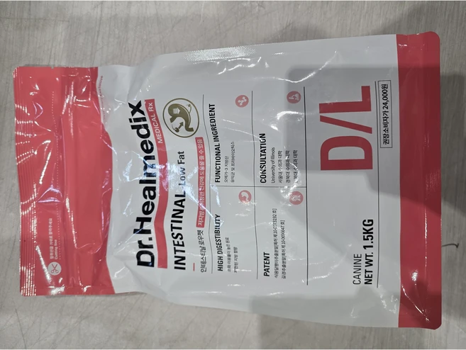 닥터힐메딕스 인테스티널 로우팻 D/L 1.5kg 강아지 처방사료, 1개, 가수분해닭 - 쿠팡