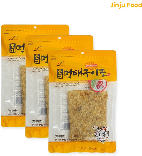 진주식품 국내가공 조미 먹태 구이포 100g x 3개 술안주 간식