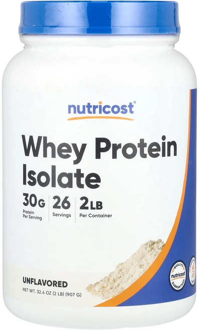 Nutricost 뉴트리코스트 웨이 프로틴 아이솔레이트 무맛 907g 파우더 단백질보충제, 1개 - 쿠팡