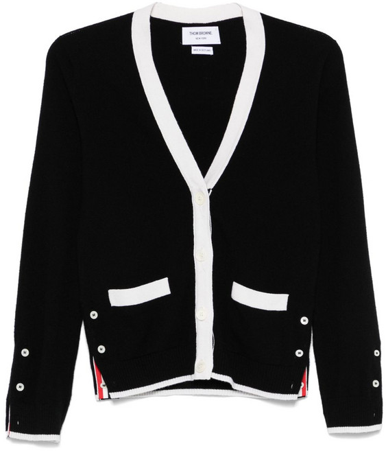톰 브라운 티핑 디테일 캐시미어 가디건