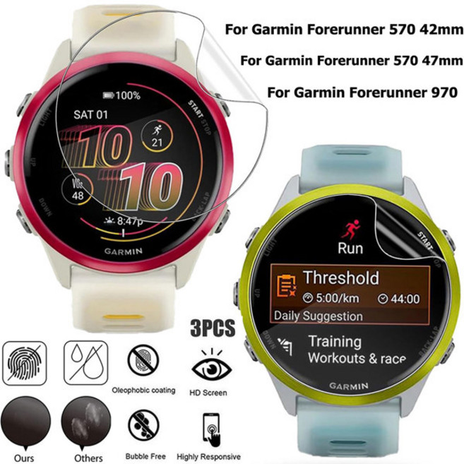 Garmin Forerunner 970 용 소프트 TPU 화면 보호기 긁힘 방지 파손 필름, B. 3PCS, 01 for Forerunner 970