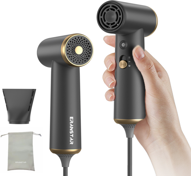 ERAN스타 초미니고출력 헤어 드라이어 800W [BLDC 항공모터+원터치 먼지제거], 건메탈색