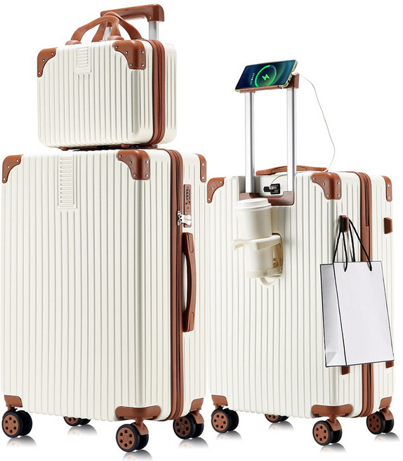 [3년AS/1+1] 초경량 캐리어 2종 세트 USB충전거치대 360도 저소음 휠 기내용 여행용 케리어 20인치 24인치 26인치 28인치