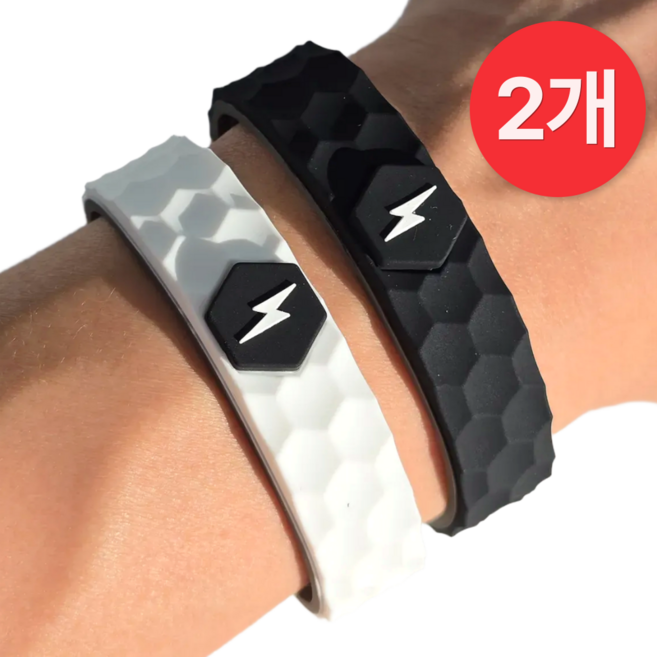 온더밸류 정전기 방지 팔찌 건강 방수 밴드 완화 장치, 블랙 1개 + 화이트 1개, 1세트