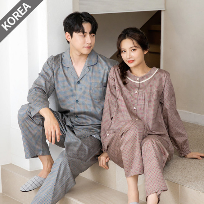 M1874_5874 커플 여자 남성 면 잠옷 투피스 파자마 95호 100호 105호