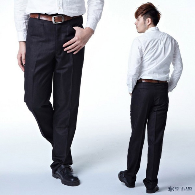 NST Jeans 390 條紋西裝褲 羊毛 中腰 奢華閃耀銀灰